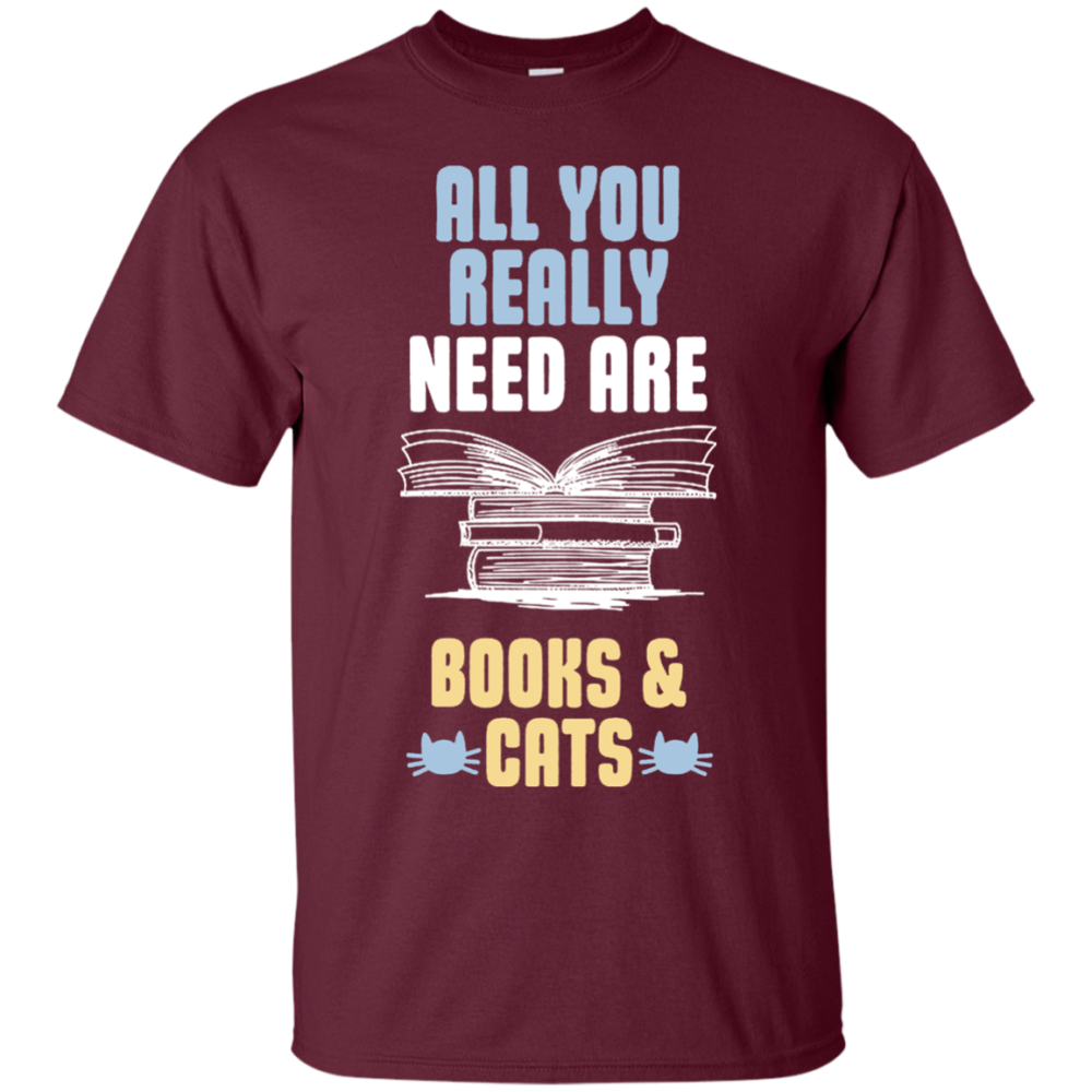 Books & Cat Lover T-Shirt-Round neck