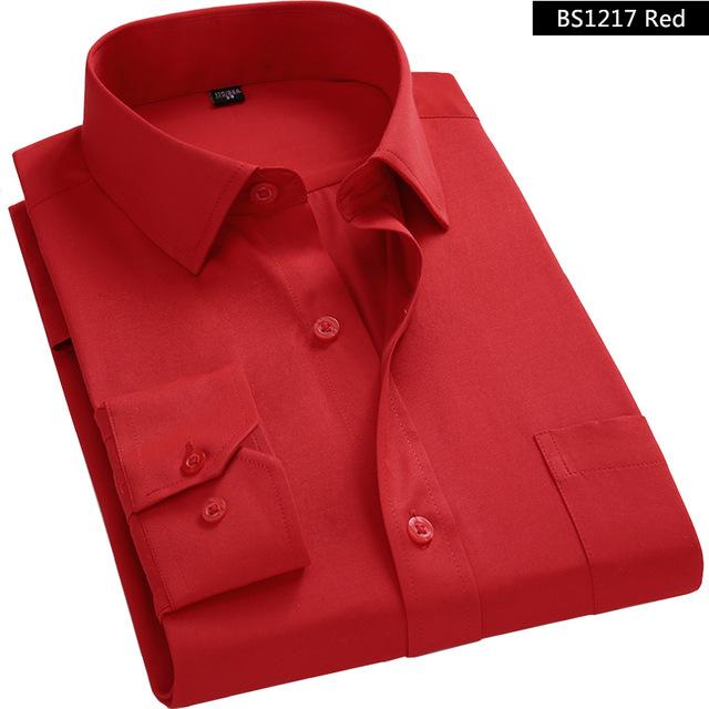 Red Cotton Business Shirt for Men