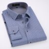 Long-Sleeve Formal Thin Plaid Checkered Casual Shirt