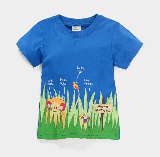 Grass Printed Round Neck Cotton T-Shirt for Boys