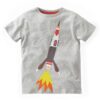Rocket Printed Grey 100% Cotton Short Sleeve Tees for Boy Kids