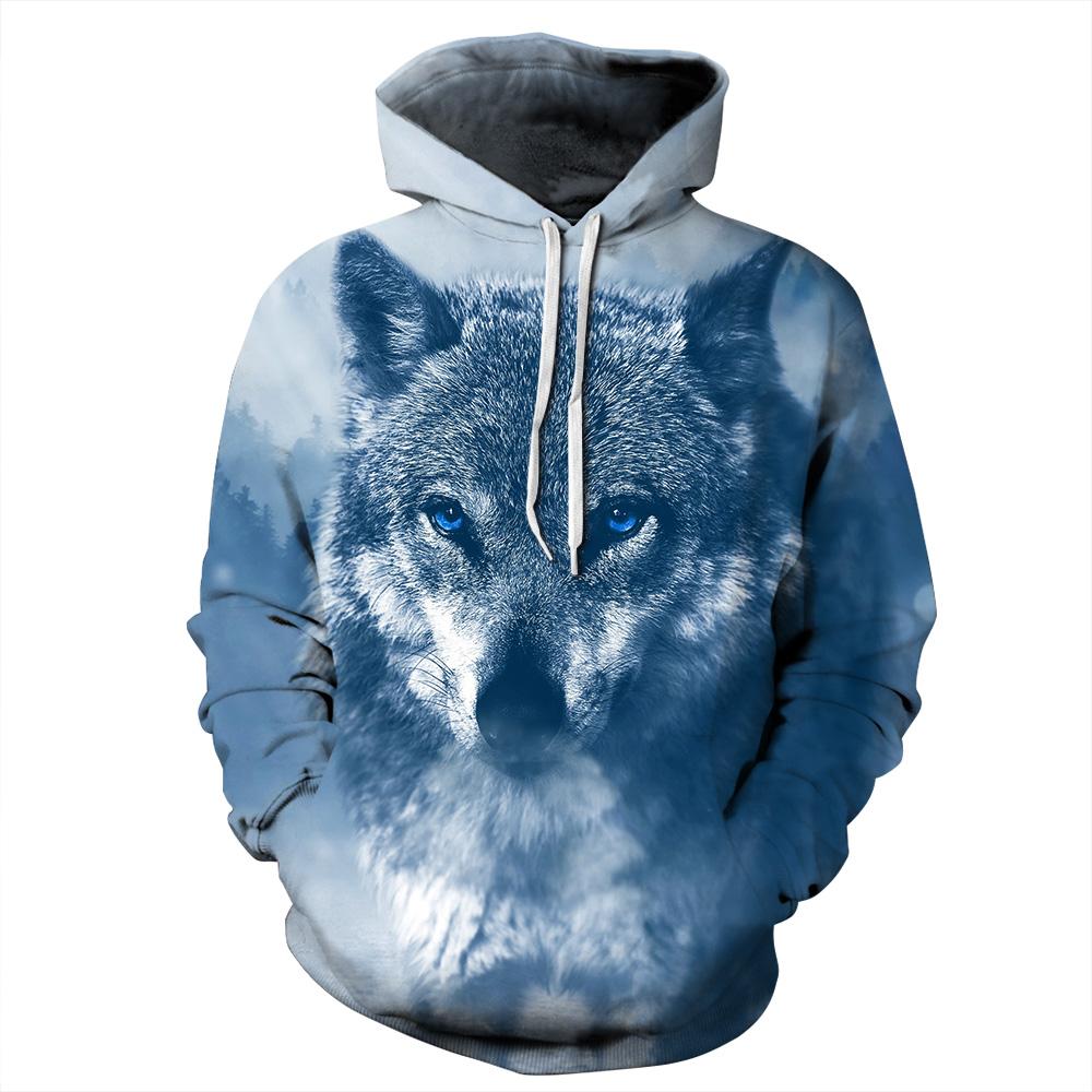 CoolShirts Snow Wolf Blue Pullover Unisex Hoodie / Sweatshirt