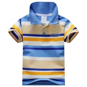 Child Baby Boy Stand Collar Striped T-shirt