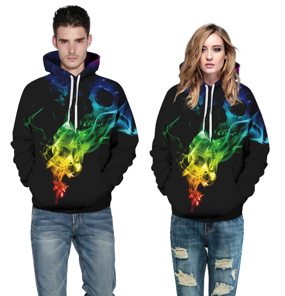 Colorful Crew Neck Smoke Skull Design Hoodie/Sweatshirt