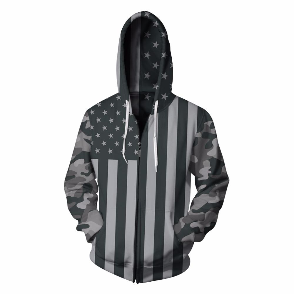 CoolShirts Stylish American Flag Hoodie Sweatshirt