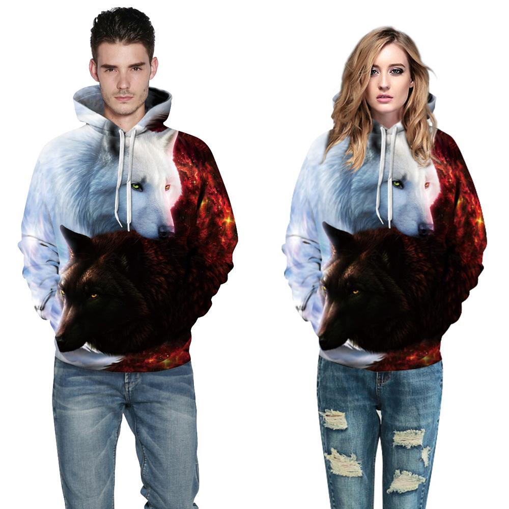 Black and White Wolf Design Pullover