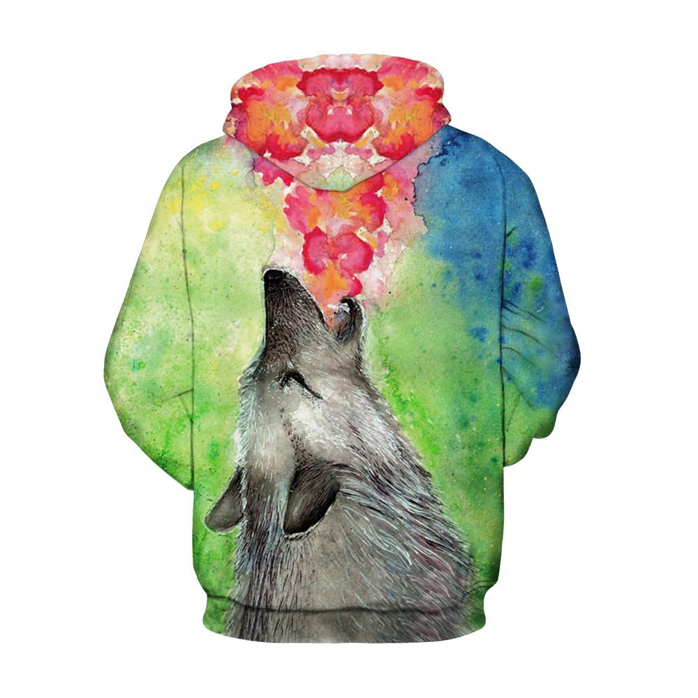 Colorful Spring Wolf Printed Unisex Hoodie/Sweatshirt