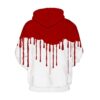 CoolShirts White Hoodie with Red Paint Unisex Hoodie Sweatshirt