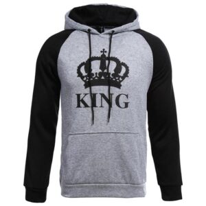 Grey Black King Design Unisex Hoodie Sweatshirt