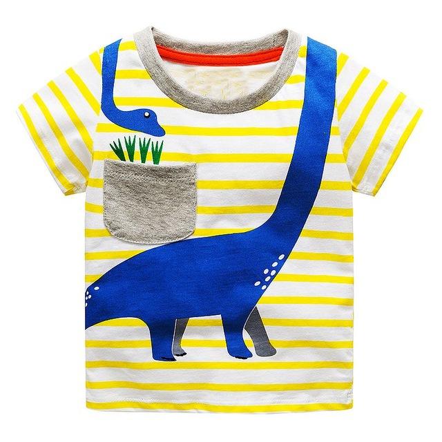 Buy Yellow Striped Round Neck Cotton T-Shirts for Boy