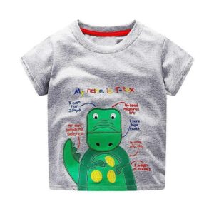 Green and Gray Robot Design Print Round Neck Tees for Boys