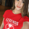 beautiful woman taking a selfie mockup while wearing a round neck tee at a studio a17044 1