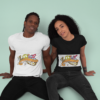 crew neck t shirt mockup of a couple sitting at a studio 30763