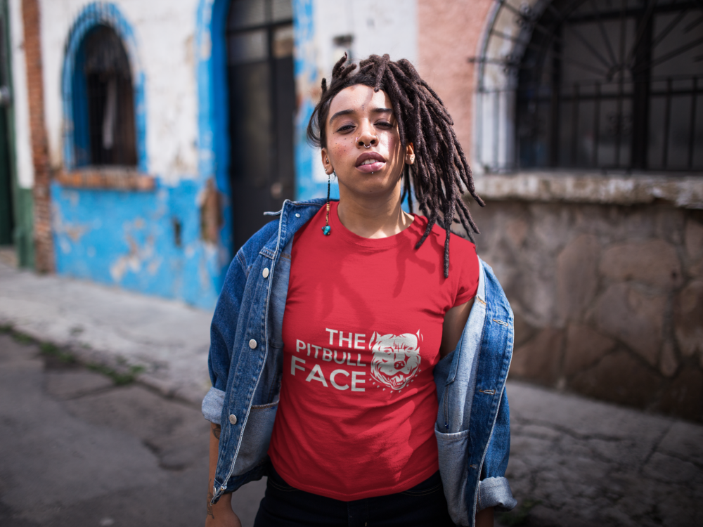 dreadlocked girl with an attitude wearing a t shirt mockup outdoors a17141