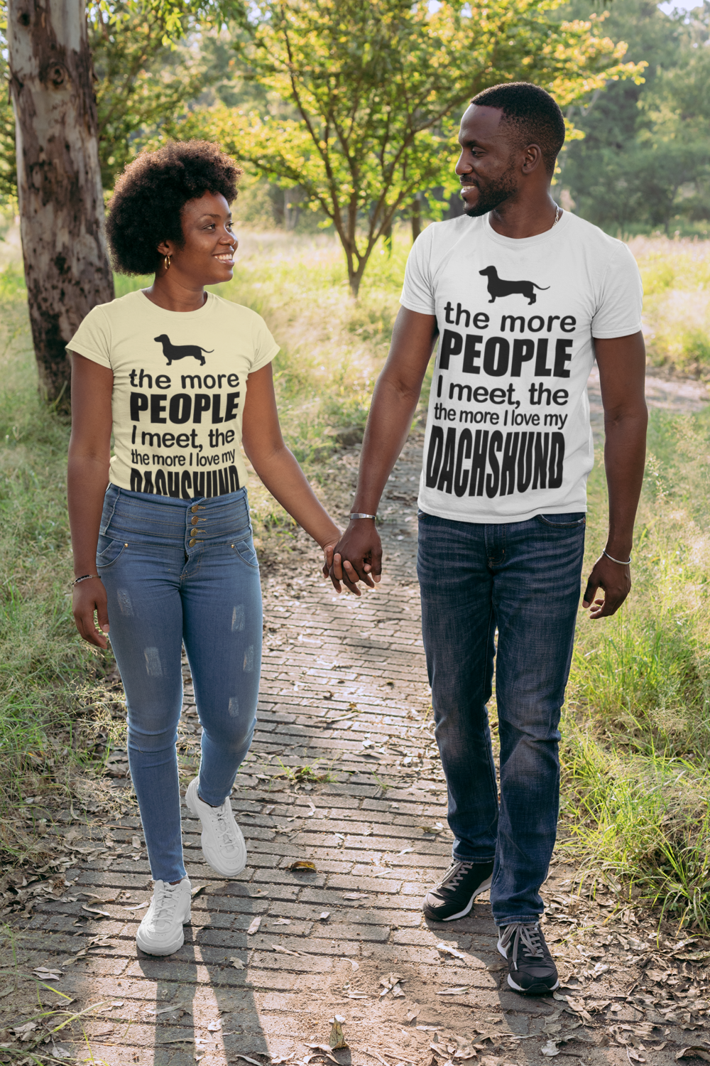 mockup of a couple holding hands while walking in the park 30607
