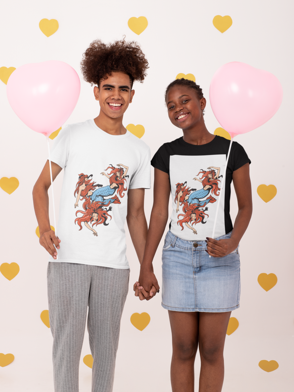 mockup of a couple wearing t shirt in a valentine s day setting 31216 1 1