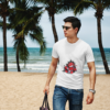 mockup of a man with sunglasses wearing a t shirt at the beach 432 el