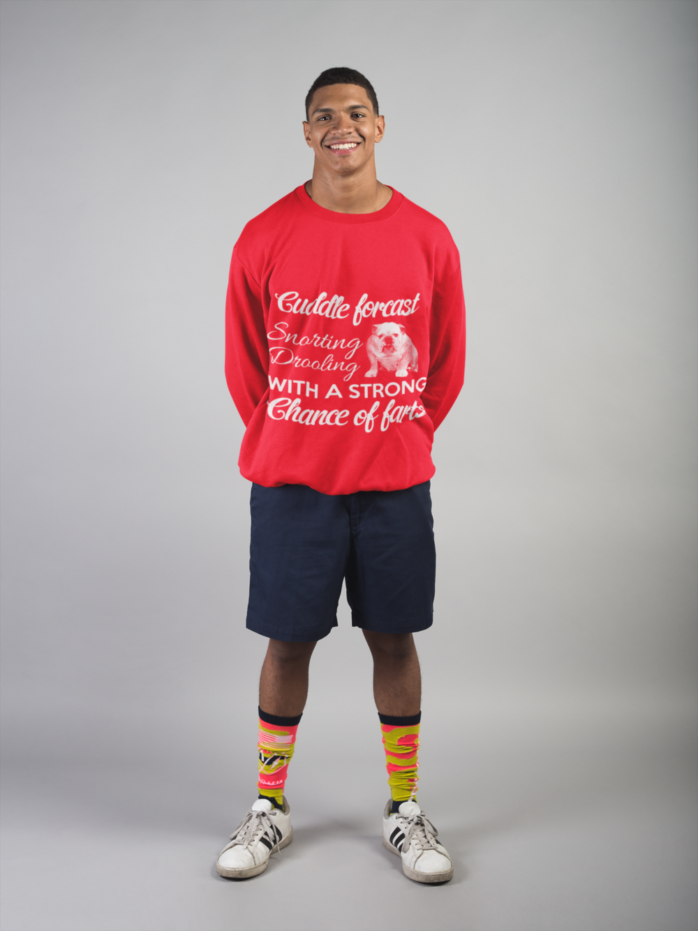 mockup of a smiling man wearing a crewneck sweater 21084 1