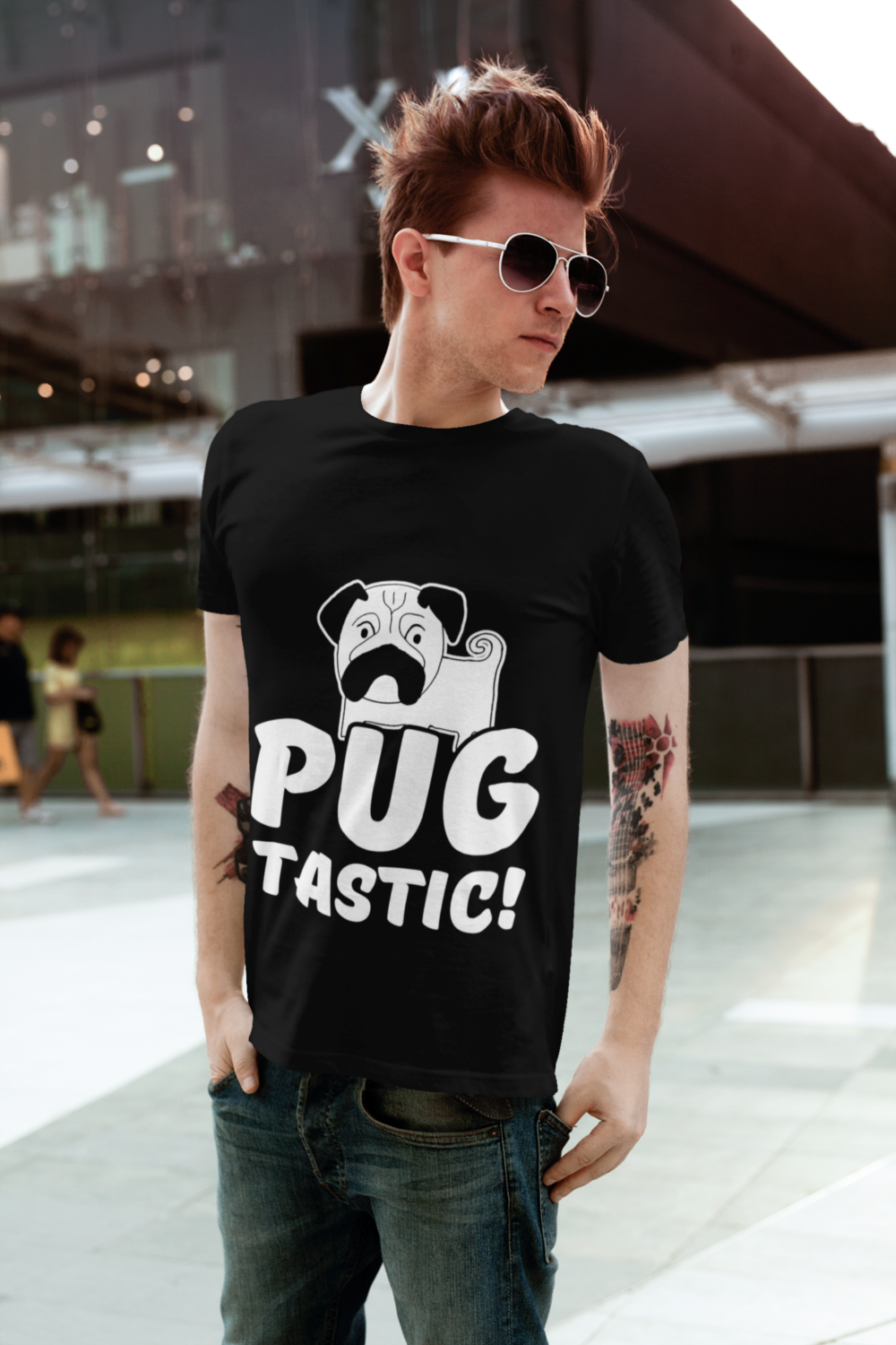 mockup of a stylish man wearing a t shirt at a mall 2198 el1