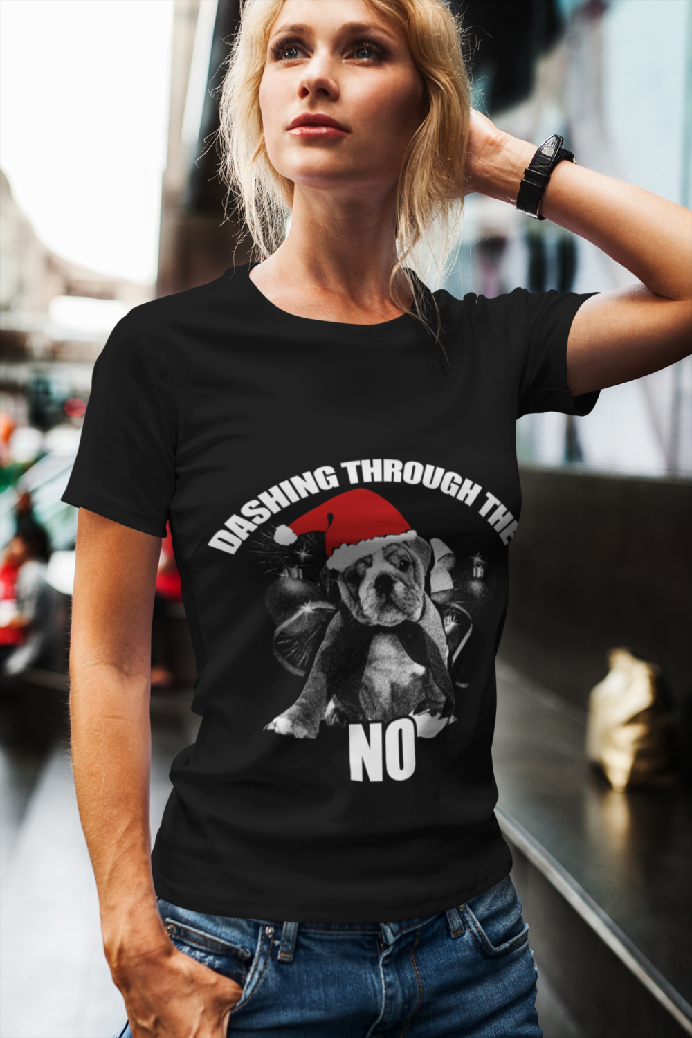 mockup of a woman posing with a t shirt in the city 2234 el1 34