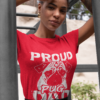 mockup of a woman wearing a heather t shirt and hoops 28635