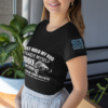 mockup of a woman wearing a t shirt with a customizable sleeve next to a plant 31459 1