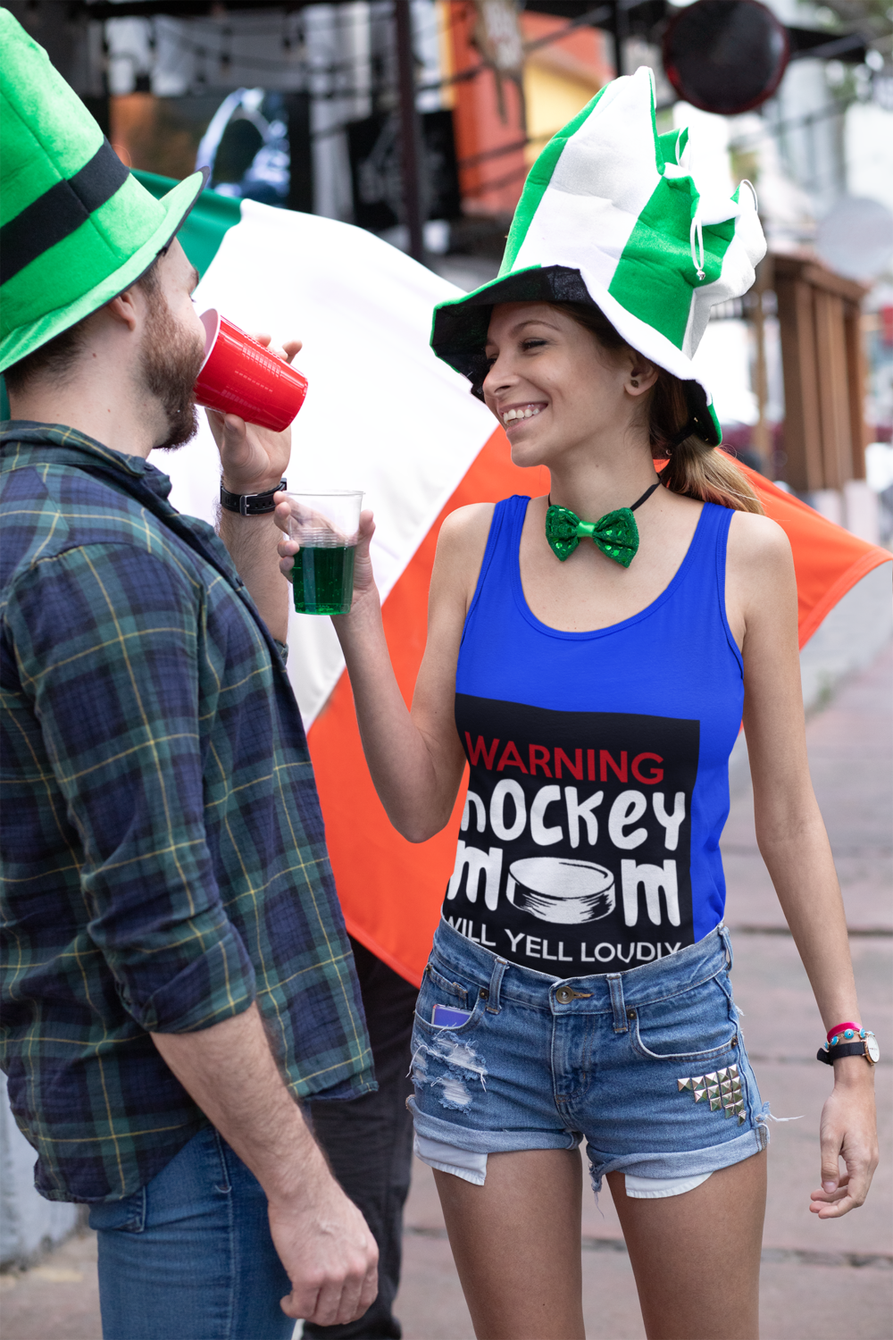mockup of a woman wearing a tank top and having fun on saint patrick s day 32123 1