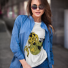 mockup of a woman with a crewneck t shirt and sunglasses posing on the street 1196 el1 1