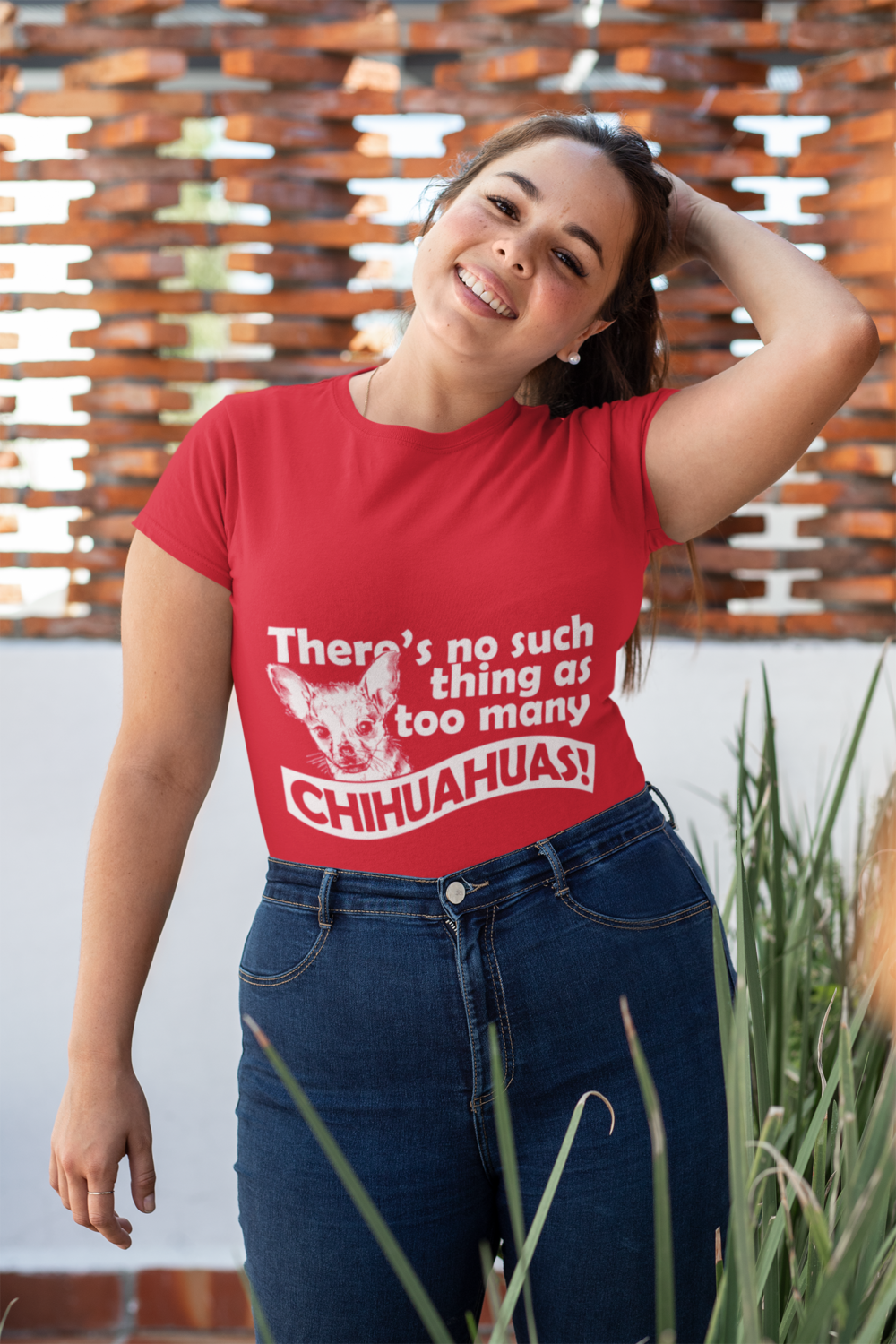 plus size t shirt mockup of a happy woman in her patio 31034