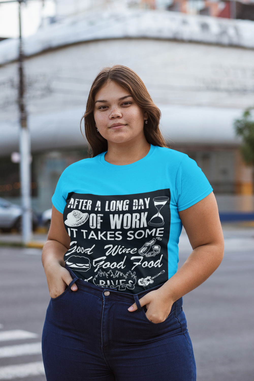 plus size t shirt mockup of a serious woman with freckles 30967