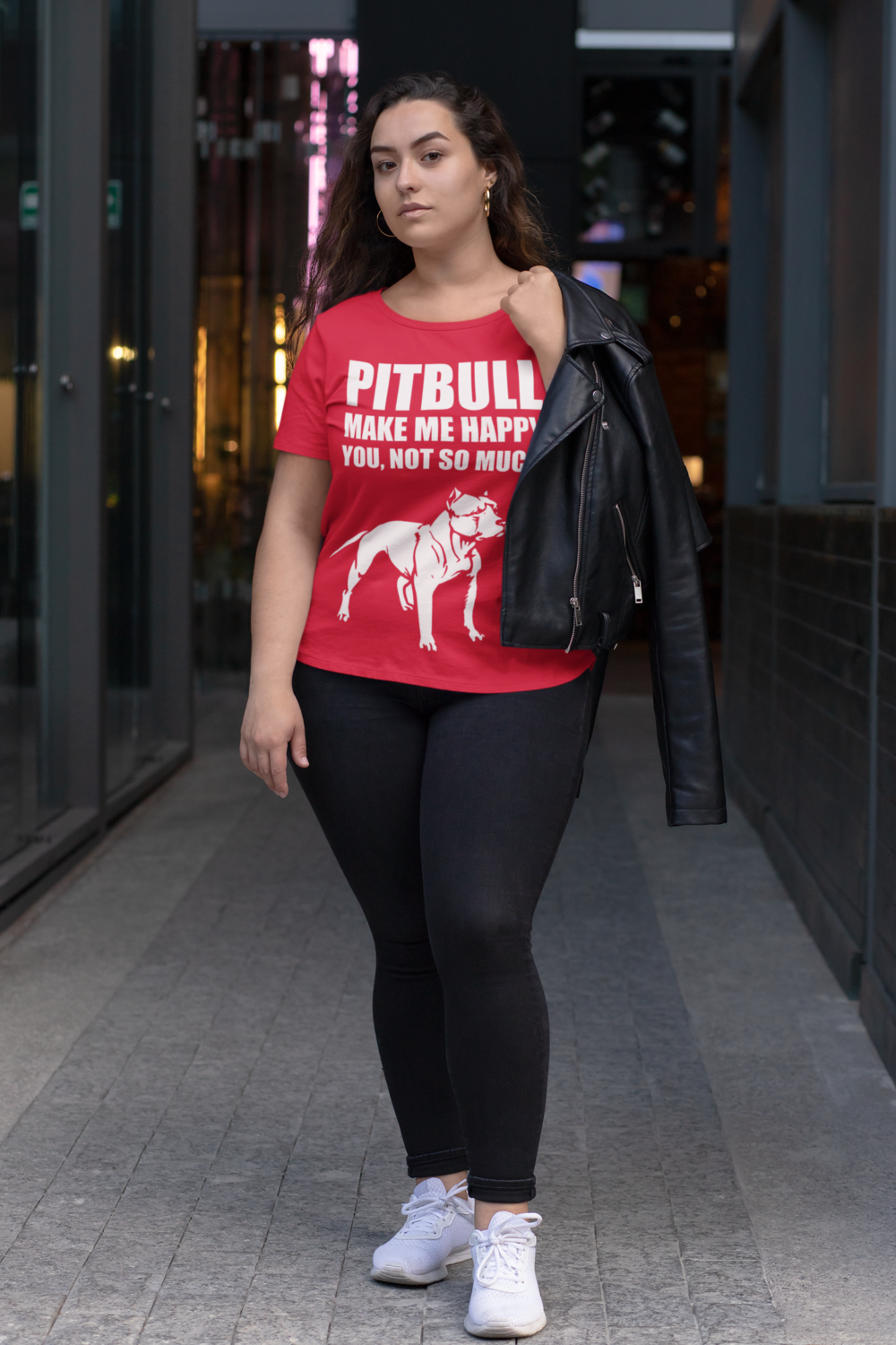 plus size t shirt mockup of a woman at a hallway 31083