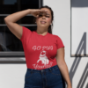 plus size t shirt mockup of a woman covering her eyes from the sun 31035