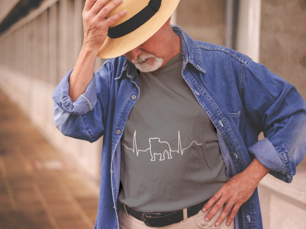 stylish white senior man wearing a round neck tee mockup with a hat a12389 1