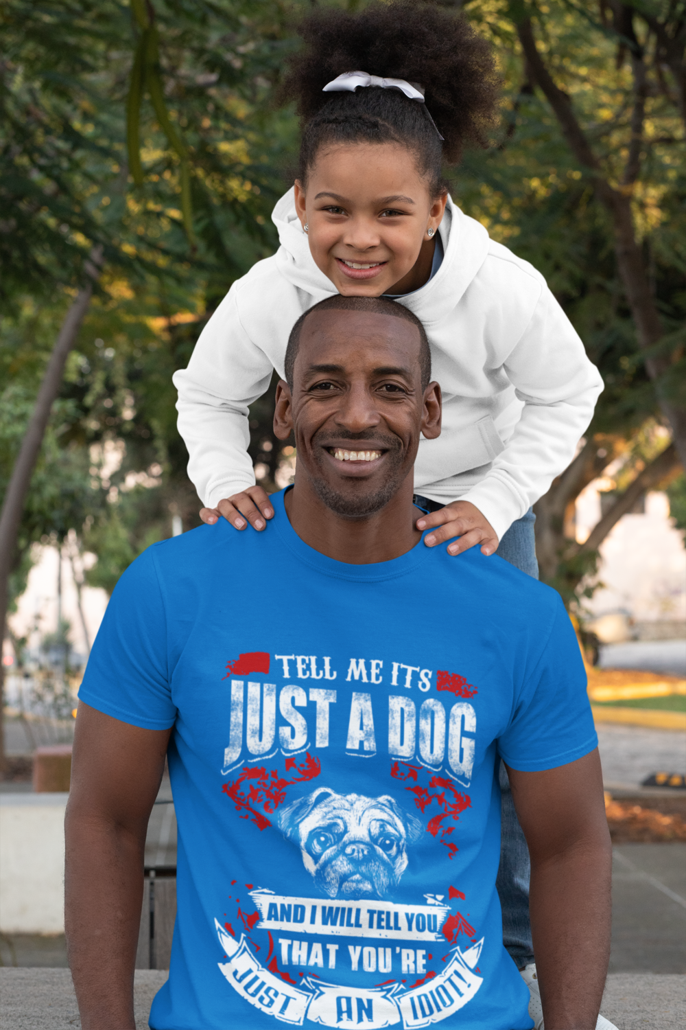 t shirt mockup featuring a happy dad and his daughter posing at a park 31393