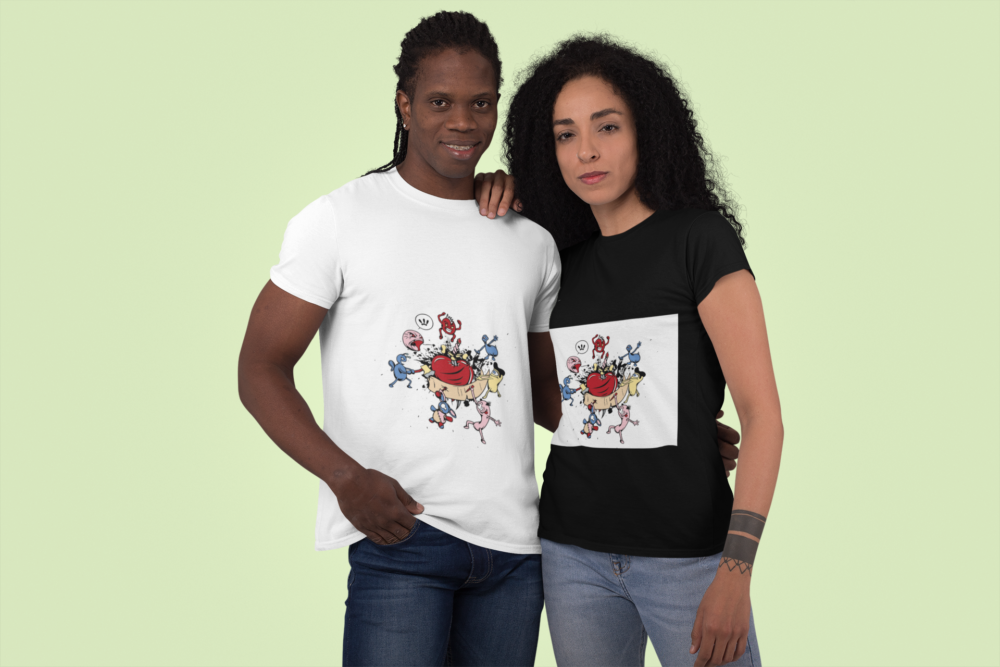 t shirt mockup featuring a man and a woman at a studio 30759