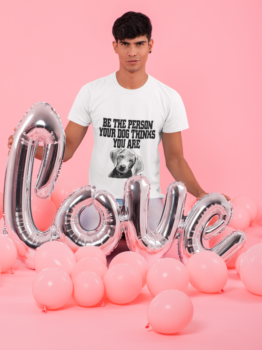 t shirt mockup featuring a man with a love balloon 31204