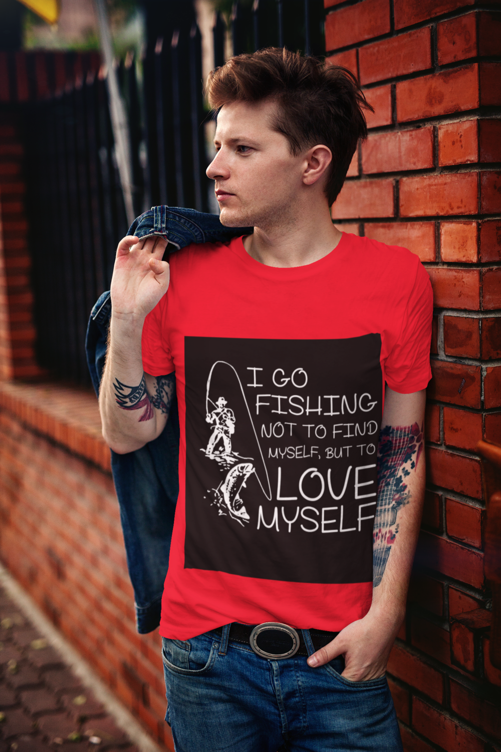 t shirt mockup featuring a stylish man leaning on a brick wall 2199 el1 1 2