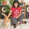 t shirt mockup featuring a woman and her cat at home 30669