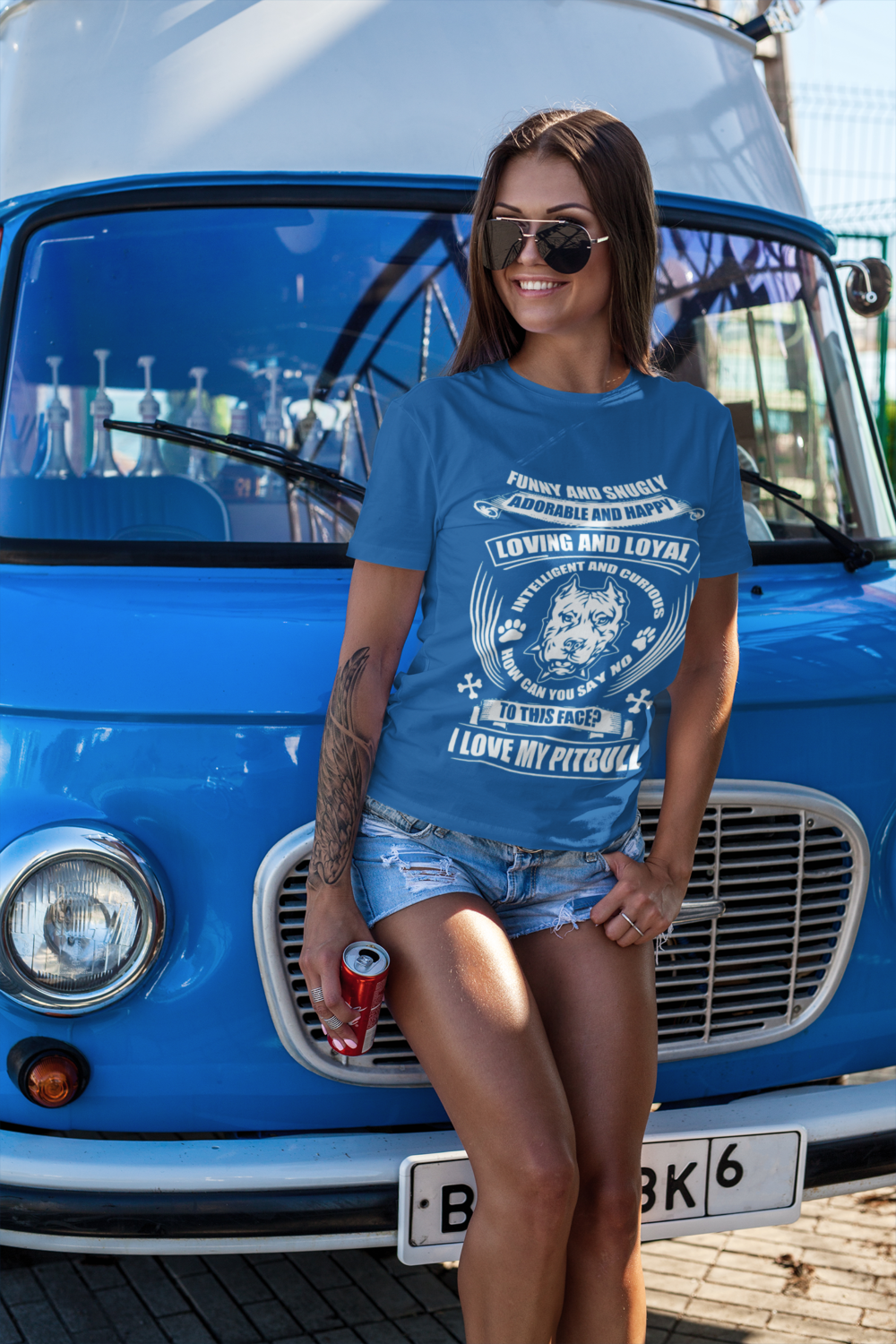 t shirt mockup featuring a woman leaning on a van 2265 el1 1
