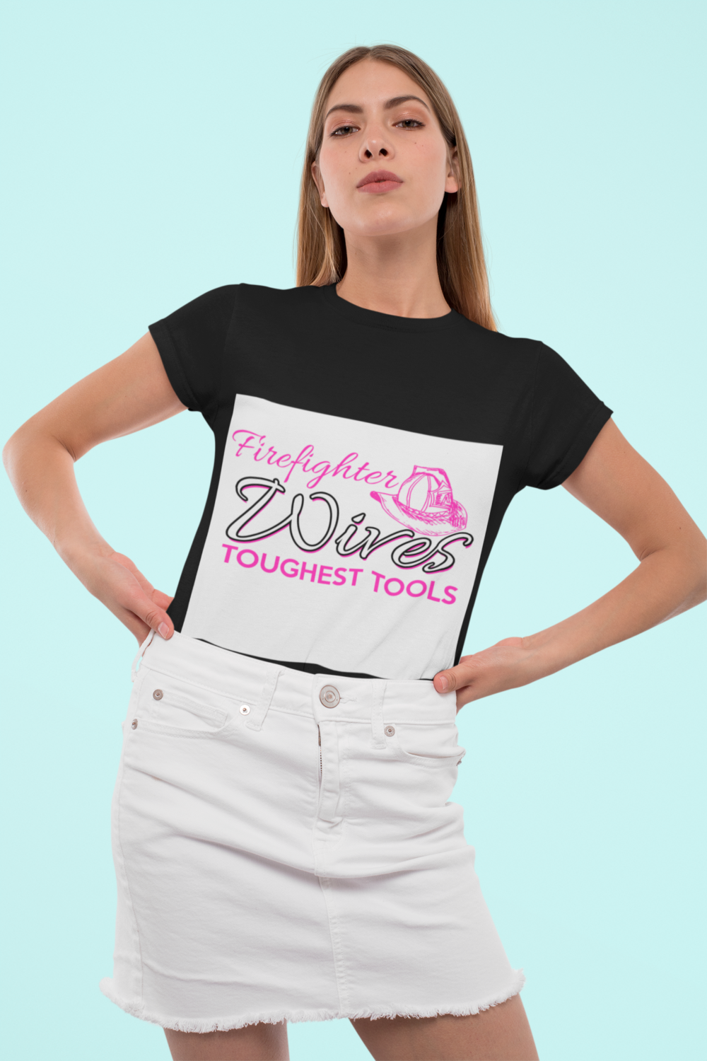 t shirt mockup featuring a woman posing confidently in a studio 31958 1