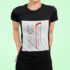 t shirt mockup featuring a woman with hands on her back at a studio 89 el