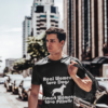 t shirt mockup featuring a young man with a backpack on his shoulder 424 el