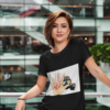 t shirt mockup of a cool woman in a modern building 414 el 2