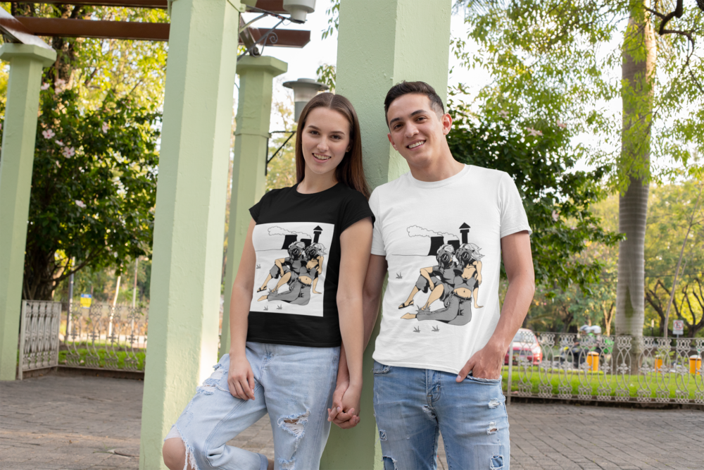 t shirt mockup of a couple holding hands at the park 30744 1