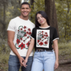 t shirt mockup of a couple holding hands in the woods 30528 1