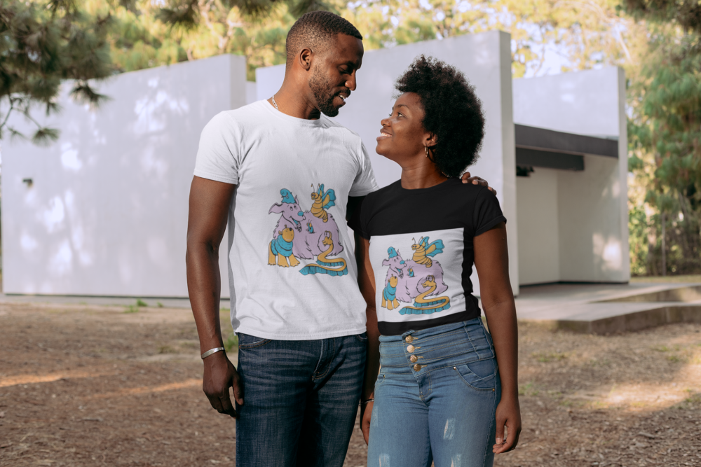 t shirt mockup of a couple looking at each other 30611 1
