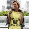 t shirt mockup of a joyful woman posing by a city street 418 el