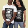 t shirt mockup of a man and a woman posing against a plain color backdrop 30760