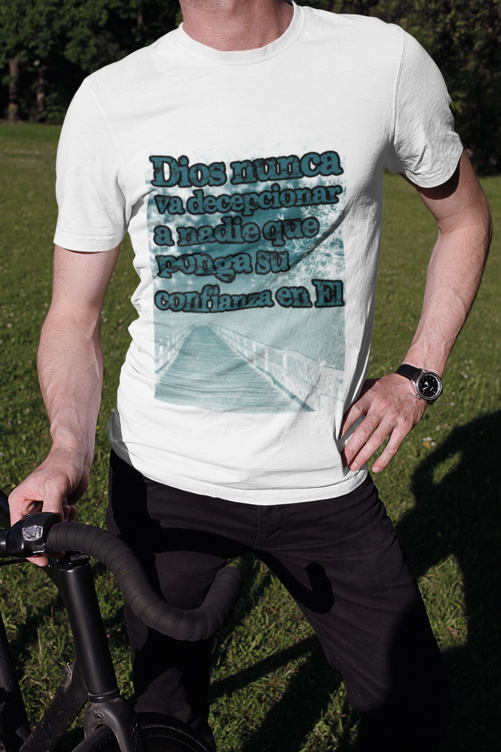 t shirt mockup of a man posing with his bicycle 2017 el1 1