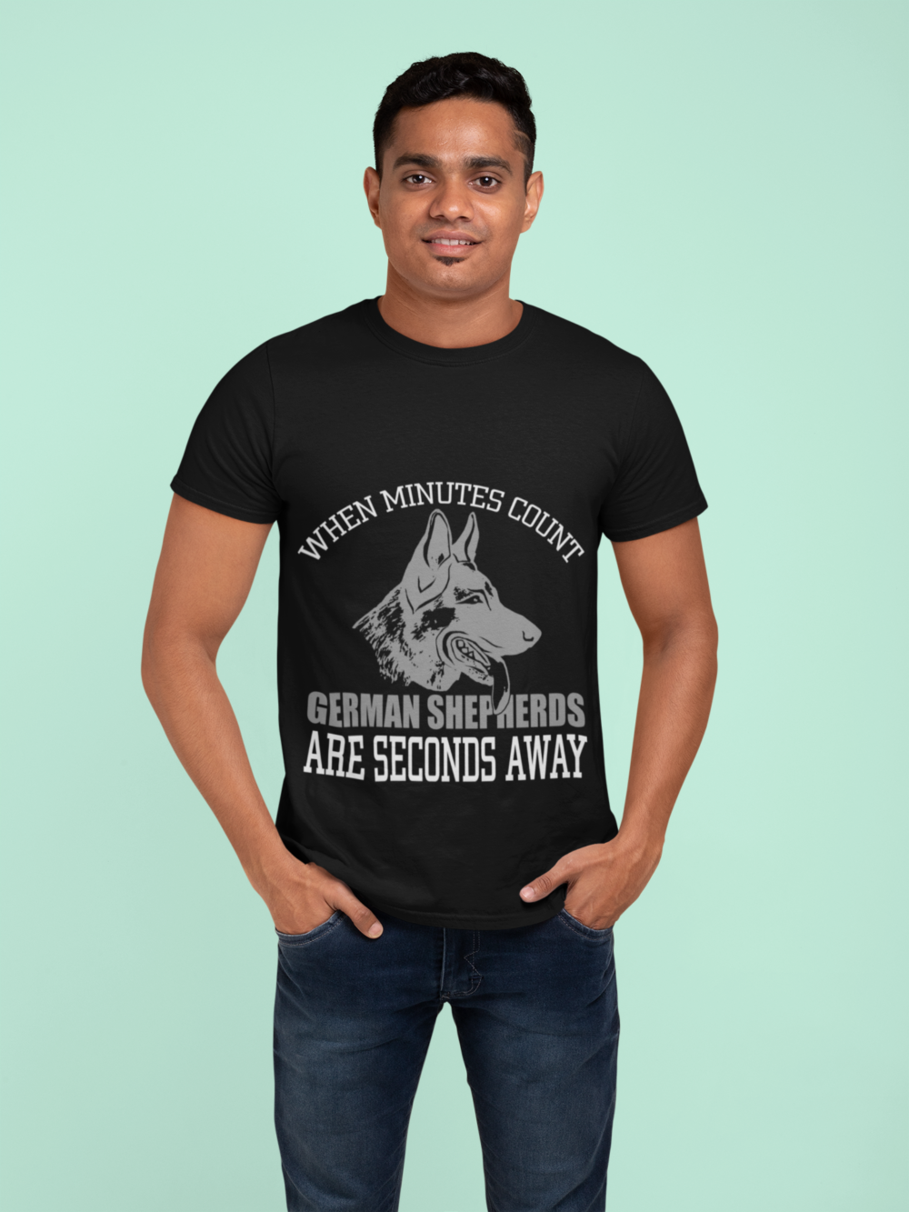 t shirt mockup of a man with a trendy haircut standing at a studio 28949